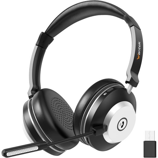 Wantek Wireless Gaming Headset Mic Bluetooth Work Earphone (Real plug and play)