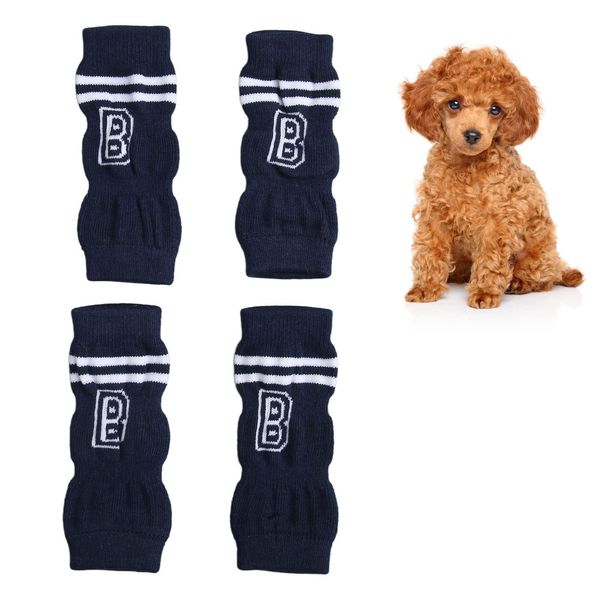 4 Stück Haustier Hund Winter weiche warme Baumwolle Beinsocken, Gelenkschutz Stilvolles Buchstabenmuster für kleine mittelgroße Hunde Katzen XL
