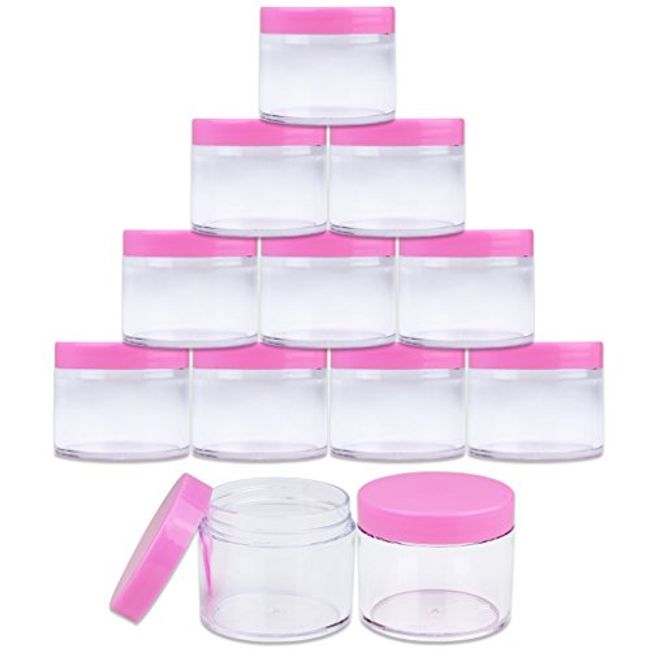 16 Pieces 60 ml/ 2 oz Round Clear Leak Proof Plastic Container Jars with  Lids Plastic