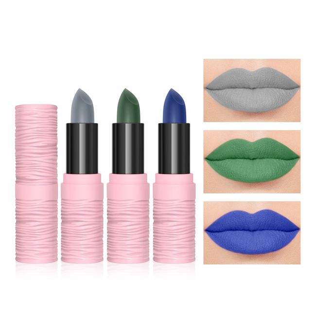 KYDA 3 Colors Velvet Matte Lip Lipstick Set, Long Lasting High Pigmented Lips Matte, For Halloween Coseplay Ballgame-Set B