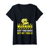 Womens Warning Keep Your Hands Off My Tools Welder Engineer V-Neck T-Shirt