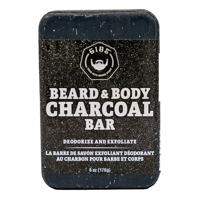 GIBS Grooming BBC Charcoal Bar - Deodorizing Soap, Spicy and rich with hints of cardamom, pepper, leather and clove., 6 oz.