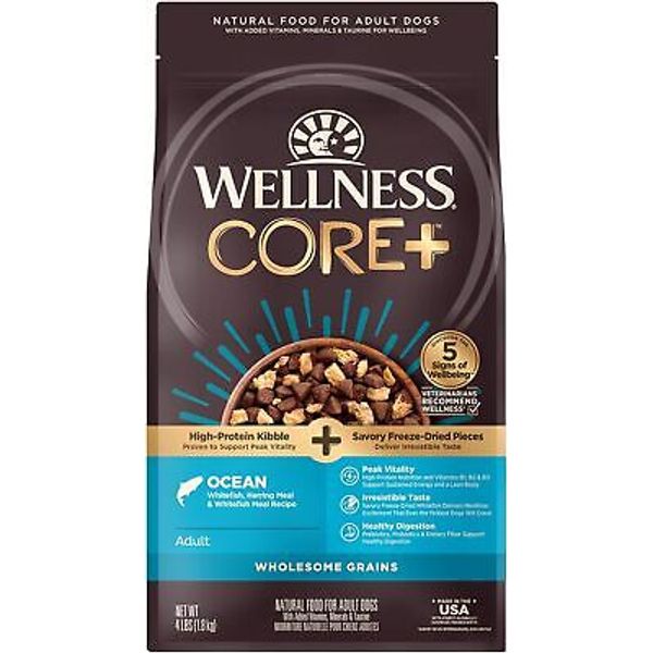 Wellness CORE+ (Formerly RawRev) Grained Dry Dog Food, 4 Pound (Pack of 1)