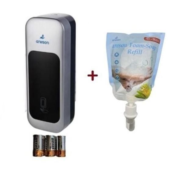 High-efficiency automatic hand sanitizer dispenser (silver) + 1 foam refill