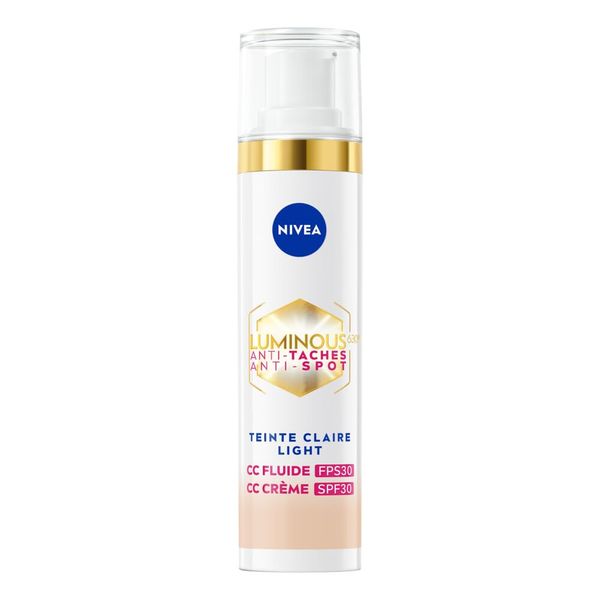 NIVEA Luminous 630 CC Anti-Stain Fluid FPS30 Claire Complexion (1 x 40 ml), CC Cream Unified Complexion, Foundation Covers Imperfections, Tinted Face Care, Anti-Ageing Concealer, Stain Reducer