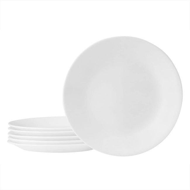 Corelle Vitrelle 6-Piece Salad Appetizer Plate Set, Triple Layer Glass and Chip Resistant, 6-3/4-Inch Lightweight Round Plates, Winter Frost White