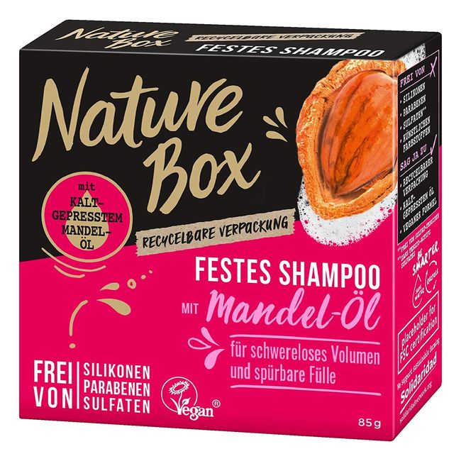 3 x Nature Box Festes-Shampoo Mandel-Öl je 85g Schwereloses Volumen