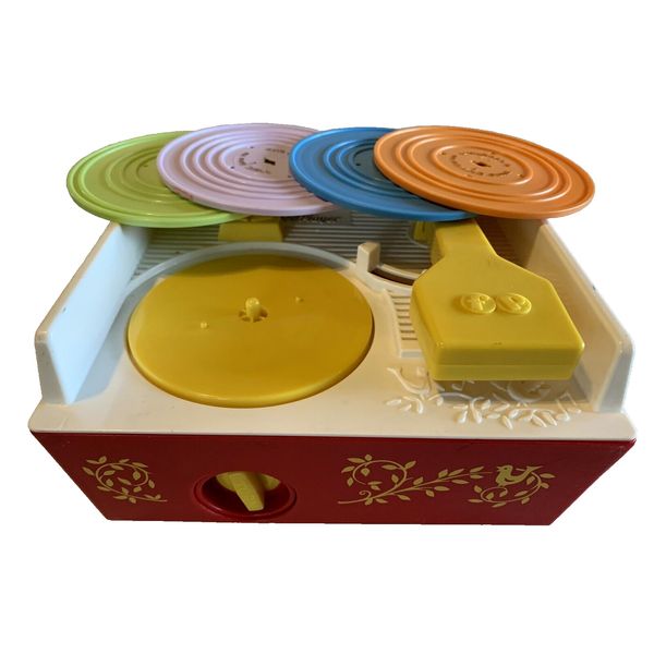 Fisher Price Record Player Music Box 2010  FOR PARTS  READ (4) Records included