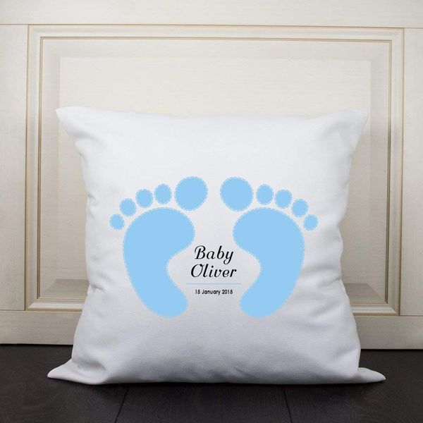 Baby Cushion Cover - Feet (Blue)