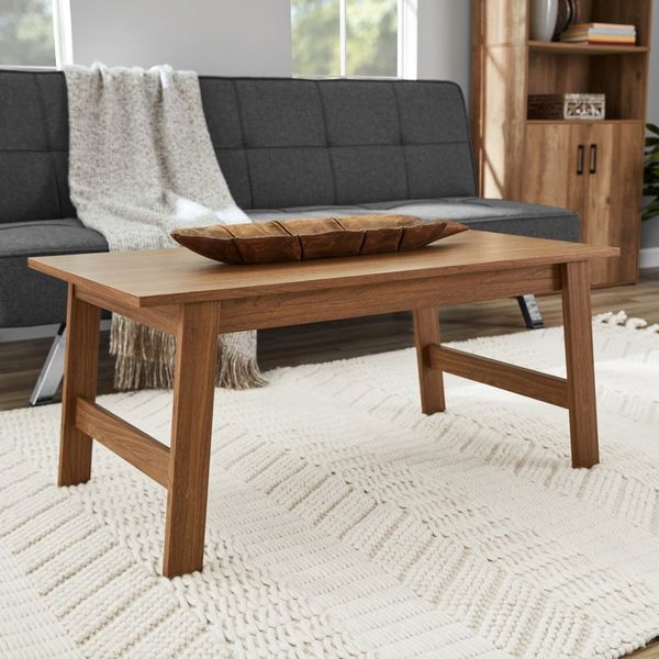 Wood Rectangle Coffee Table Living Room Furniture Decor Walnut Finish