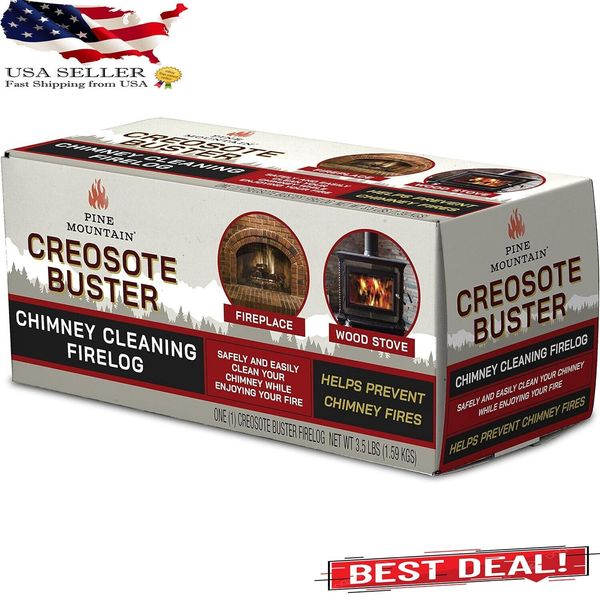 Creosote Buster Chimney Cleaning Safety Firelog 3.5Lb Log Brown, Natural Wood