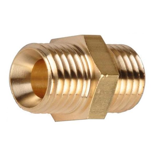 Auveco # 319 Brass Hex Nipple 3/8" Threads A 3/8" Threads B. Qty 5.