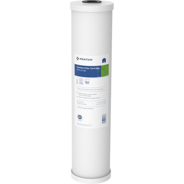 Pentair Pentek RFC-20BB Big Blue Carbon Water Filter, 20-Inch, Whole House Heavy Duty Radial Flow Carbon Replacement Cartridge with Granular Activated Carbon (GAC) Filter, 20" x 4.5", 25 Micron