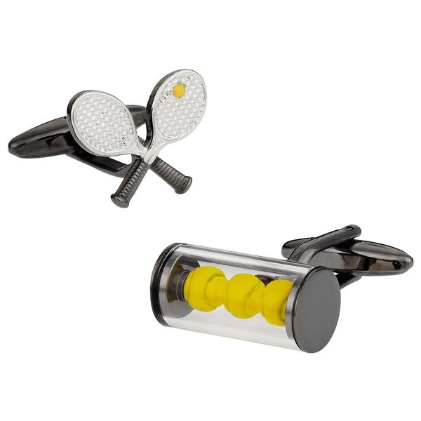 Cuff-Daddy Tennis Racquet and Balls Cufflinks with Presentation Box