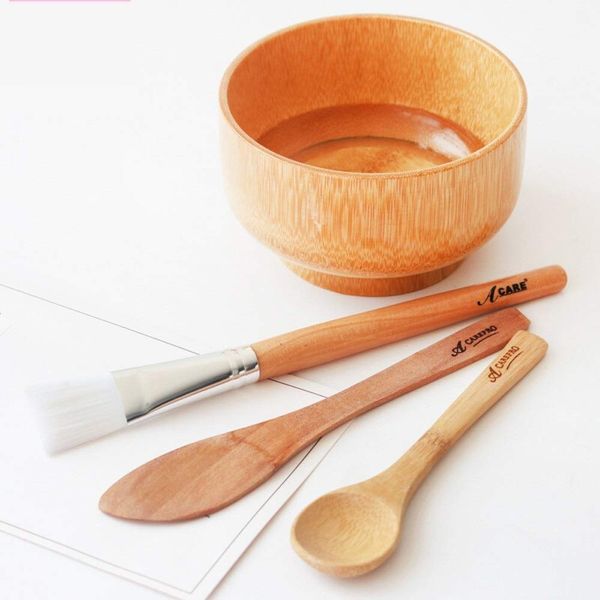 Face Mask Mixing Bowl Set,4 In 1 DIY Clay Mask Mixing Kit,Facial Bowl With Mask Brush And Stirring Spatula,Bamboo Mask Mixing Tools For Mixing Clay Mask DIY