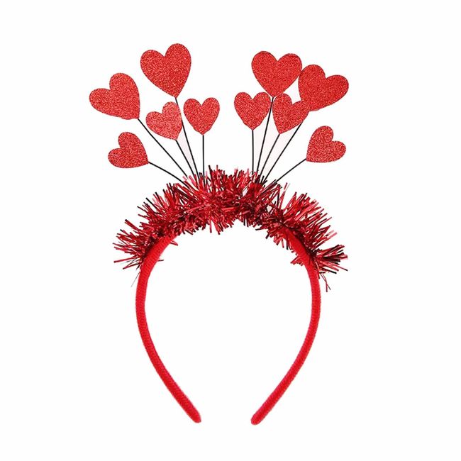 Soochat Valentine's Day Headband Heart Headband Red Sequin Love-shaped Head Boppers for Valentines Day Wedding Birthday Party Supplies