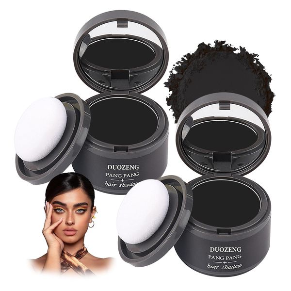 Hairline Powder Root Touch Up Hair Powder,Hairline Shadow Root Cover Up Hair Toppers for Women & Men,Hairline Shadow Powder Stick Hair Root Touch Up for Thinning Hair Black 2P