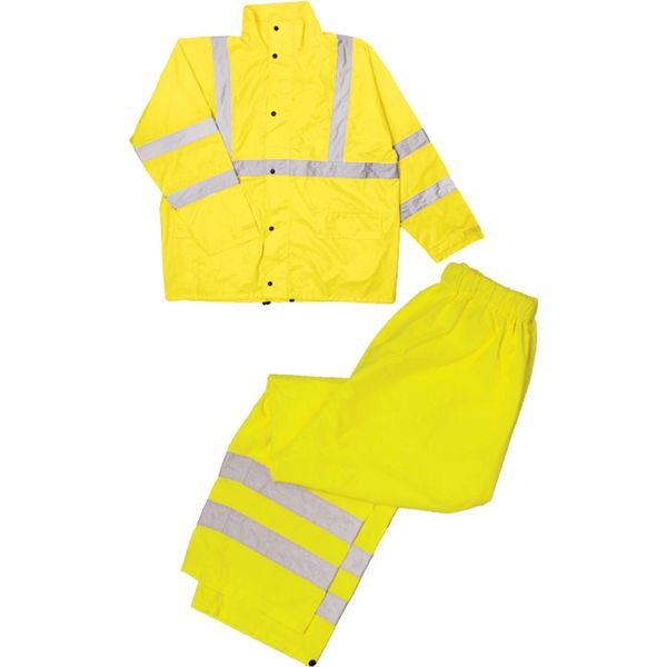 Kishigo RW110 Economy High-Viz Full Rain Suit, Fits Small and Medium, Lime