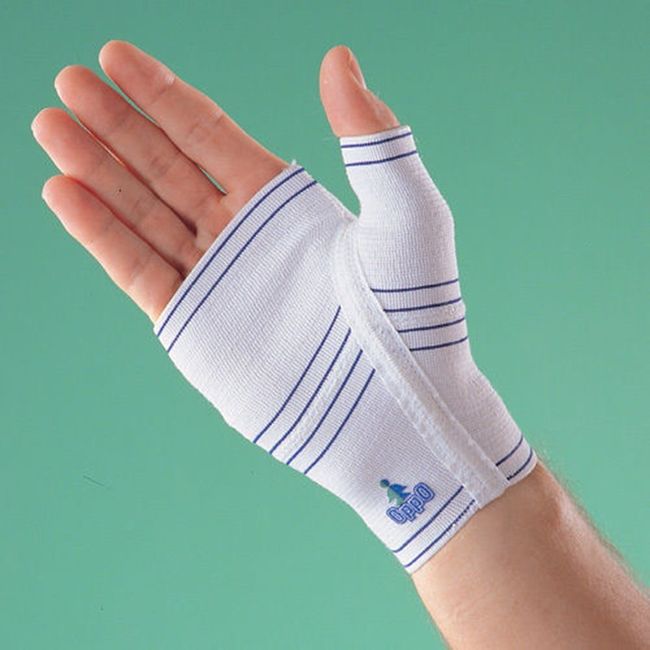 Elastic HAND/PALM COMPRESSION SUPPORT (PAIR) By OPPO - Wrist Wrap - Weak Palm, Injury Recovery & Rehabilitation Bandage - Arthritis Pain Relief Wrap, Ligament Tendon (SMALL - PAIR, Right)