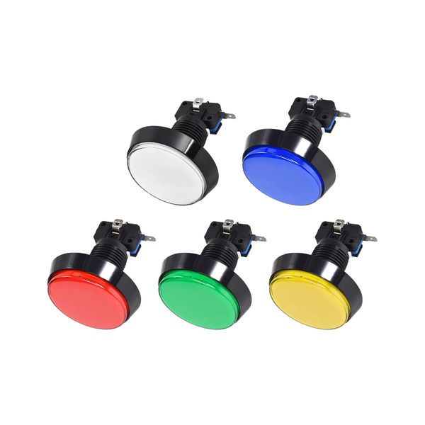 Rebower Game Push Buttons LED Light with Micro Switches for Arcade Game 60mm