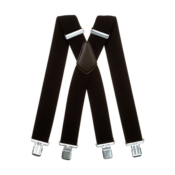 Olata Men's Extra Wide X-Shape Braces/Suspenders - 5cm. Black (Silver Clips)