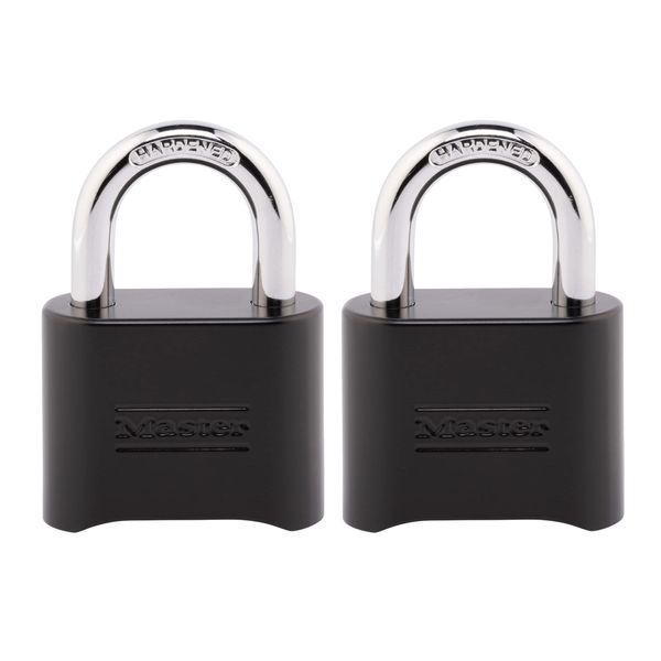 Master Lock Combination Lock Set Your Own Combination Lock Indoor and Outdoor Lock Weatherproof Code Lock 2 Pack 178EC2 Black