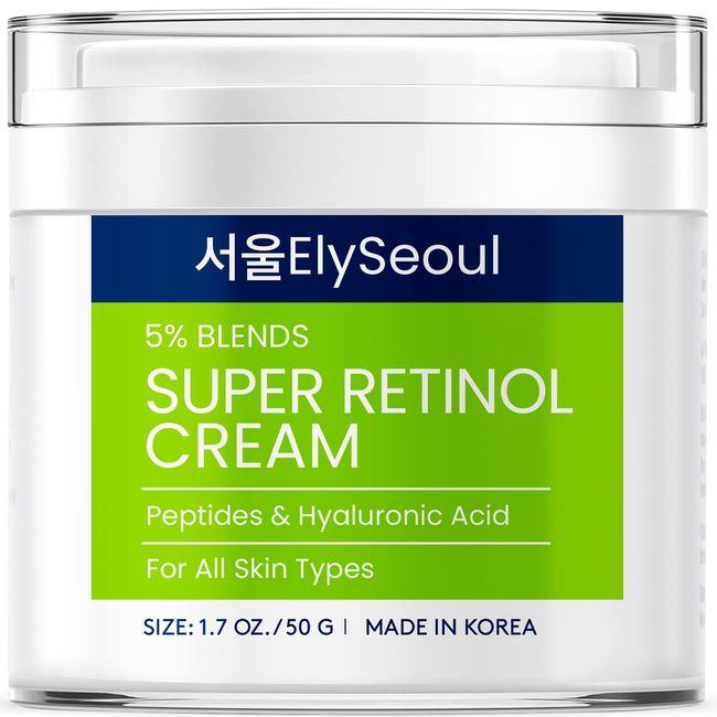 Retinol Cream, Wrinkle Cream for Face, Anti Wrinkle Face Cream, Retinol Night Cream, Anti Aging Cream, Retinol Moisturizer, Collagen Cream, Korean Skin Care, Retinol Cream for Face with Peptides & Hyaluronic Acid (1.7 oz)
