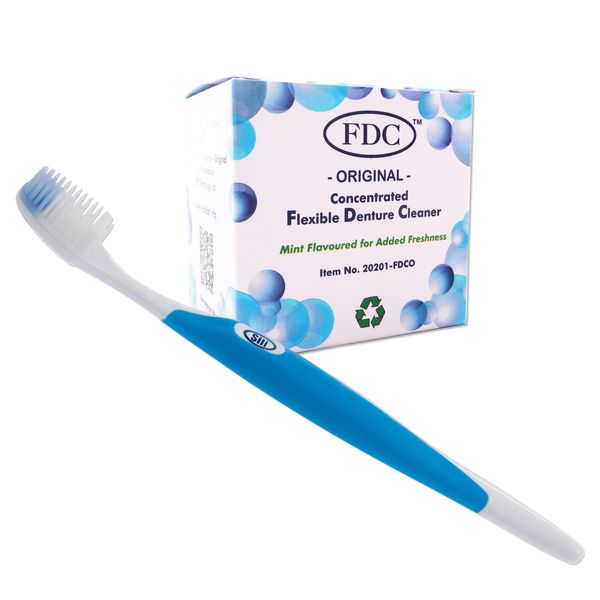 FDC Flexible Denture Cleaner & Silicone Brush ~ (Blue)