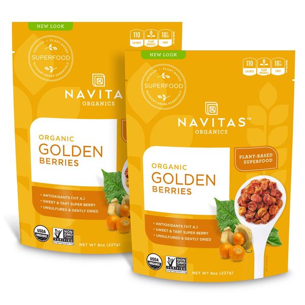 Navitas Organics Goldenberries, Original, 8 oz. Bags (Pack of 2)