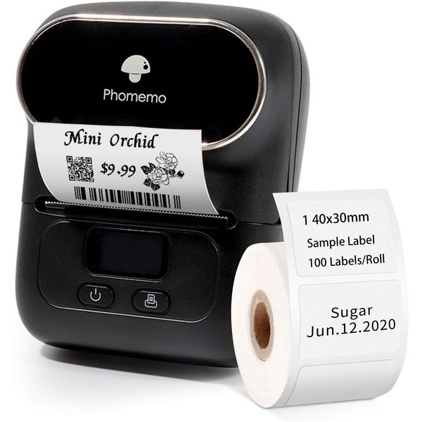 phomemo M110 Label Maker Machine Portable Bluetooth Thermal Printer with 1 Label