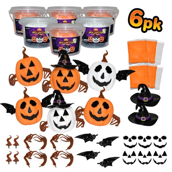 Build Buddiez Jack-O-Lantern Craft Kit 6 Pack – Build, Play, and Display 6 Air-Dry Clay Jack-O-Lanterns for Halloween and Fall, Great for Birthday Parties, Trick or Treating, for Kids Ages 5+