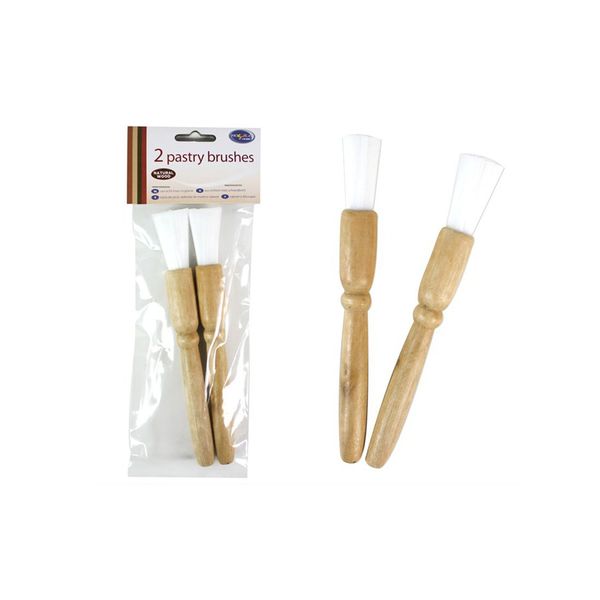 Natural Wood Pastry Brushes Pack of 2 Baking Cooking Glazing Cakes Pies