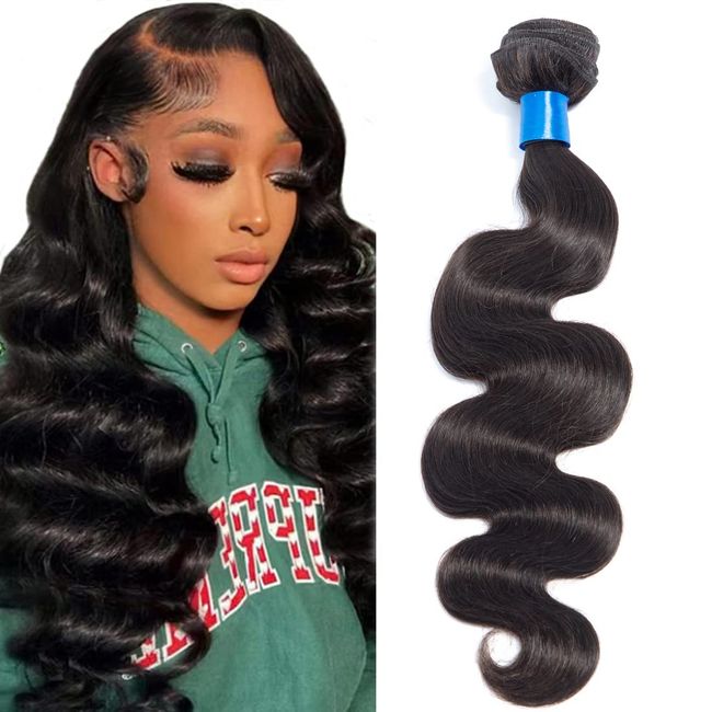 Cranberry Hair Brazilian Virgin Hair Body Wave Human Hair 28 Inch One Bundle Weave 100% Unprocessed Hair Extensions Natural Black Color (One Bundle)