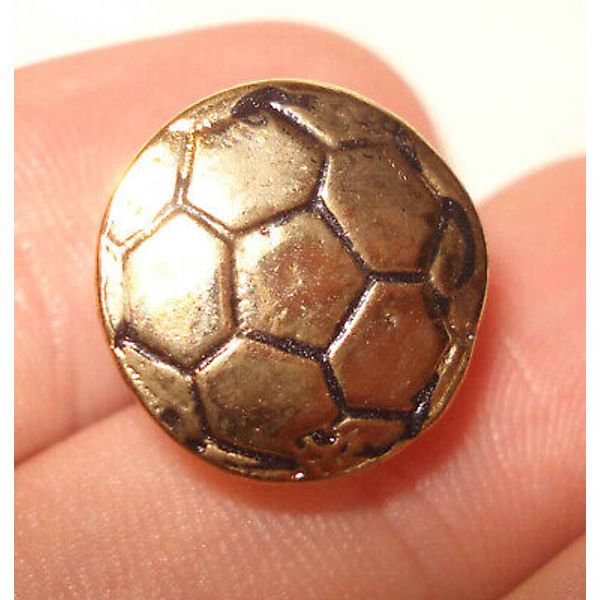 Vintage Gold Tone Sports Soccer Ball Hat Jacket Clothes Lapel Pin Brooch w/Back