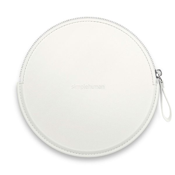 simplehuman ST9003 Sensor Mirror Compact Zip Case, White Vegan Leather