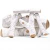 6 Pieces Fireplace Ceramic Log Set Birch Wood Style Heat Resistant Stackable Log