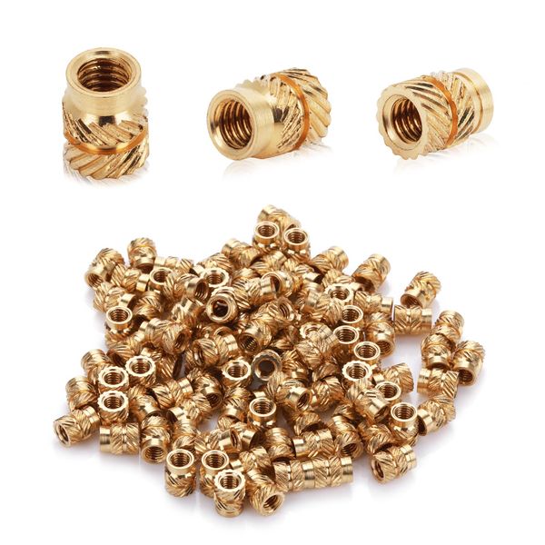 100 Pcs M3 Threaded Insert M3 Heat Set Inserts 3D Printing Brass Nuts Knurled Twill Thread Nut Inserts for Loptop Automotive Plastic Shells