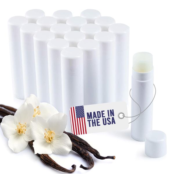 Lip Balm Bulk Unlabeled - Made in USA 18 Pack Vanilla Bulk Chapstick - Natural Ingredients Vitamin E Shea Butter - Custom Chapstick Bulk For Party & Wedding Favors