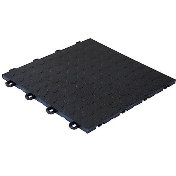 Interlocking Modular Garage Flooring Tile, Coin Top (30 Pack) (Black)