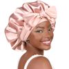 YANIBEST Satin Bonnet Silk Bonnet for Sleeping Double Layer Satin Lined Hair Bonnet with Tie Band Bonnets for Women Curly Hair Blush Pink