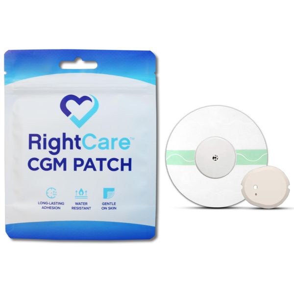 RightCare CGM Adhesive Patch for Libre & Dexcom G7, Clear, Water Resistant Overpatch, Bag of 25