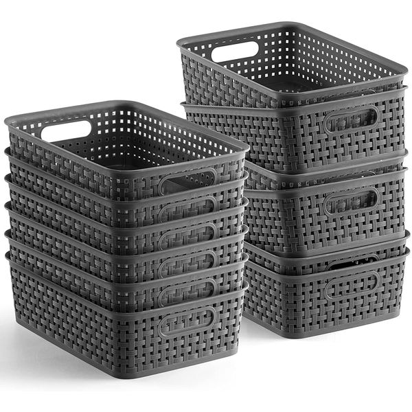 Plastic Storage Baskets Small Pantry Organization and Storage Bins 12 Pack 