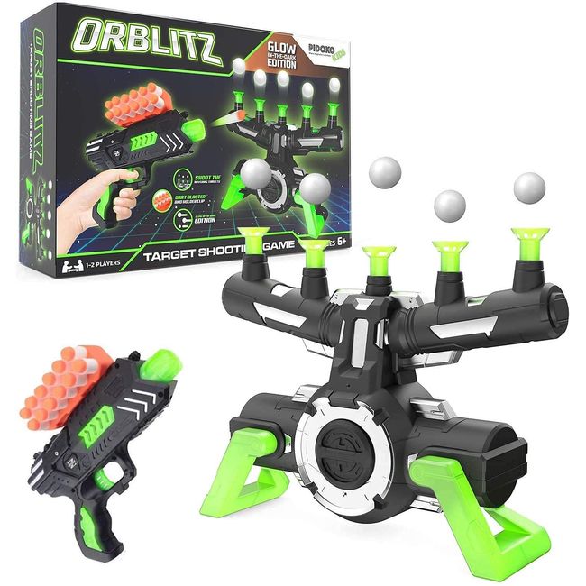 Pidoko Kids Hover Shot - Orblitz Floating Ball Shooting Game - Compatible with Nerf - Glow in the Dark Target Practice with Foam Dart Blaster - Cool Toys for Boys 6 7 8 9 10 11