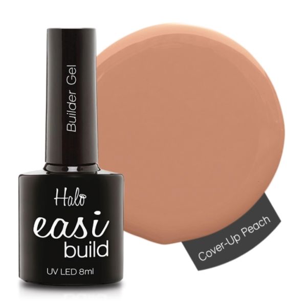 Halo Easibuild Builder Gel 8ml - Cover Up Peach. UV/LED Builder Gel For Nails, Natural Growth & Nail Strengthener. Nude Peach Builder Gel For Nail Art & Professional Manicure Repair