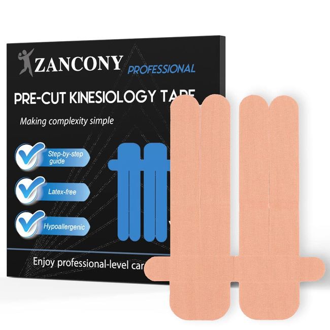 zancony Pre-Cut Kinesiology Tape for Back &Waist Incredible Support for Athletic Sports Relaxing The Tense Muscles Easy to Apply Latex Free High Breathability 95% Cotton and 5% Spandex 5PCS