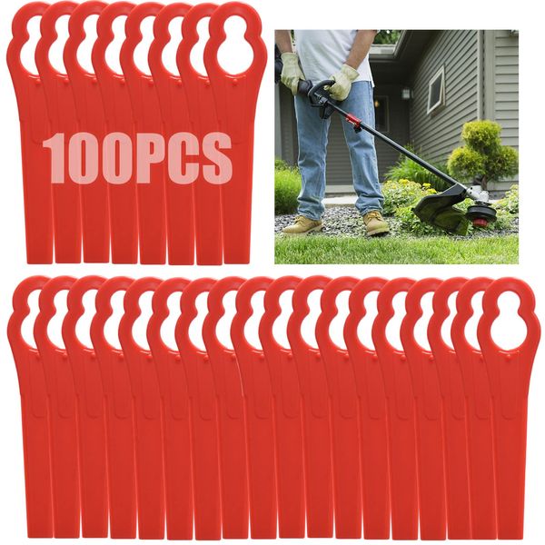 100 Pcs Plastic Grass Trimmer Blades, Cordless Strimmer Blades 83 mm Lawn Mower Cutting Blades Garden Mower Replacement Blades for Einhell Grass Strimmer-Red