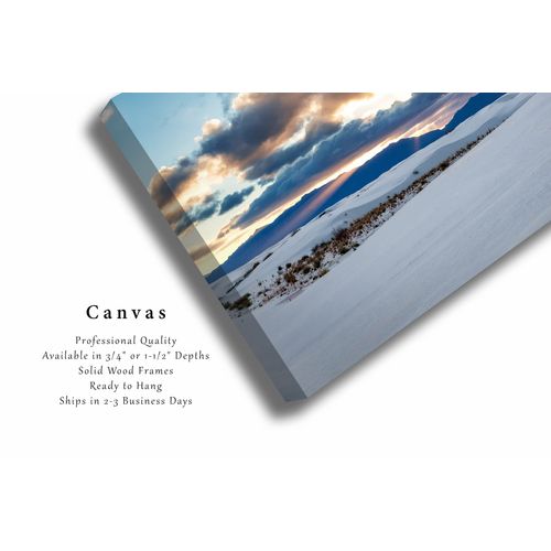 Southwestern Canvas Wall Art (Ready to Hang) Gallery Wrap of Sunbeams Over San Andres Mountains at White Sands National Park New Mexico Desert Photography Nature Decor (.75, 16" x 24")