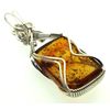 Baltic Amber Gemstone Sterling Silver Wire Wrapped Pendant 01