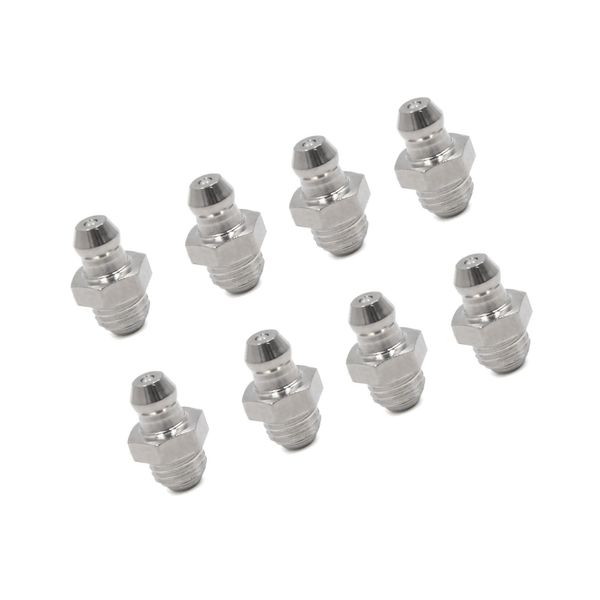 Partuto 8pcs M8 x 1 Thread Stainless Steel Straight Grease Nipple Fitting Replacement
