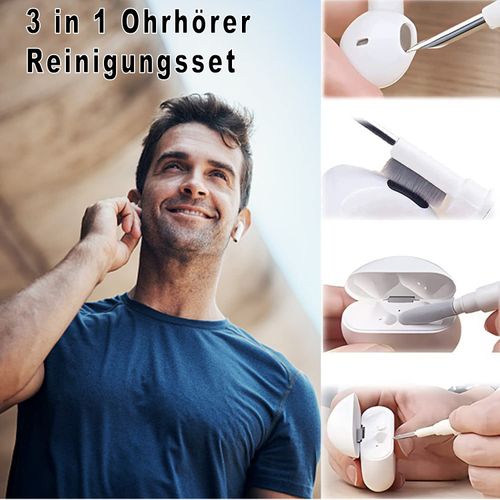 Airpods Cleaning Set for Airpods 1/2/3/Pro, Kuataty 3-in-1 Creative Headphone Cleaning Kit, Portable Airpod Accessories Cleaning Pen Compatible Headphones Charging Box, Camera, PC, Mobile Phone